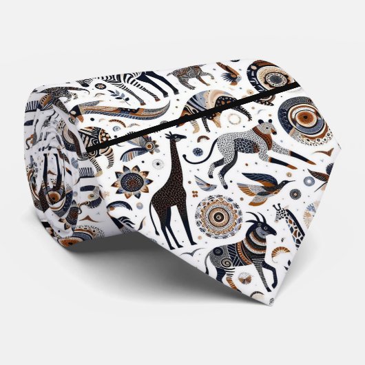 Afrikaanse dierenprint Boho Stropdas (Opgerold)