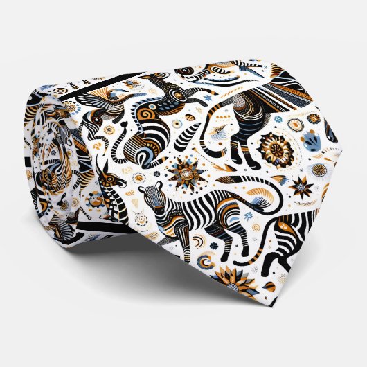 Afrikaanse dierenprint Boho Stropdas (Opgerold)