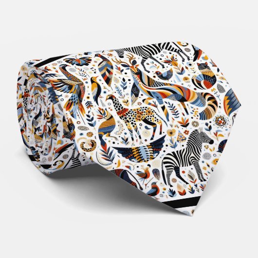Afrikaanse dierenprint Boho Stropdas (Opgerold)