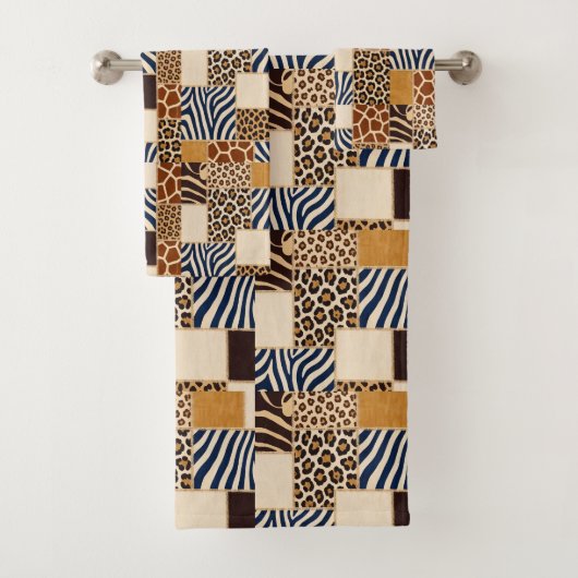 Afrikaanse dierenprint patchwork ontwerp handdoeke bad handdoek (Insitu)