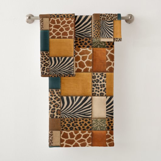 Afrikaanse dierenprint patchwork ontwerp handdoeke bad handdoek (Insitu)