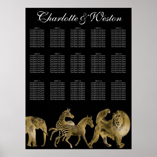 Afrikaanse dierentuin - weduwenkaart Gold Poster (Voorkant)
