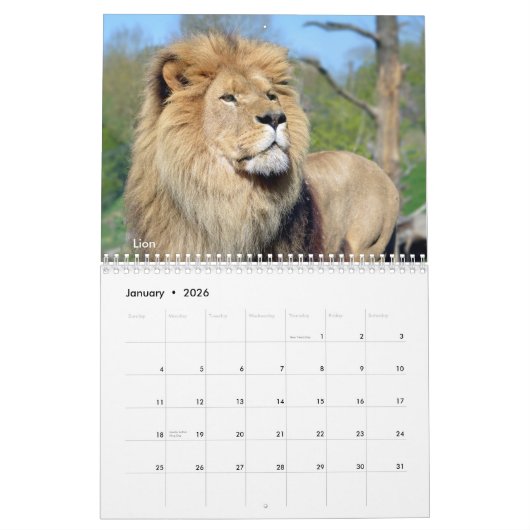 Afrikaanse dierkalender kalender (Jan 2026)