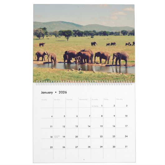 Afrikaanse dierkalender kalender (Jan 2026)