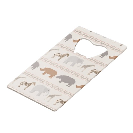 Afrikaanse dierpatronen 1 creditkaart flessenopener (Achterkant Gekanteld)