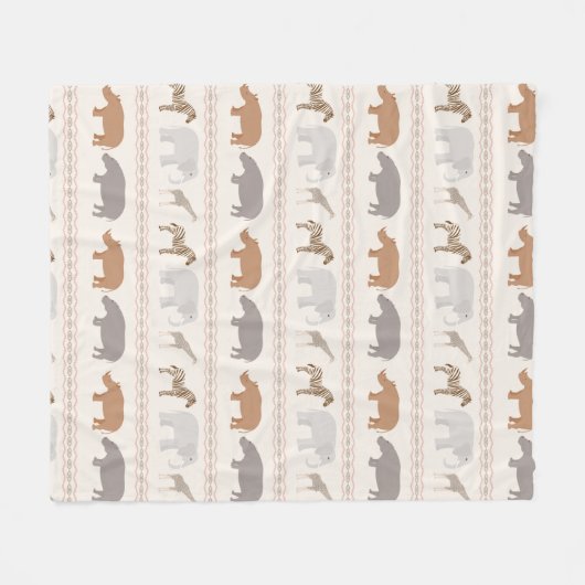 Afrikaanse dierpatronen 1 fleece deken (Voorkant (Horizontaal))