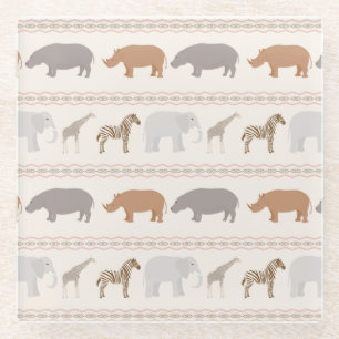 Afrikaanse dierpatronen 1 glazen onderzetter