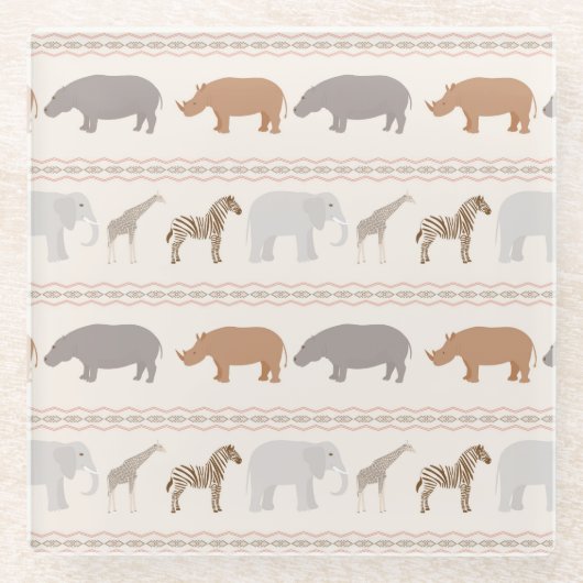 Afrikaanse dierpatronen 1 glazen onderzetter (Voorkant)