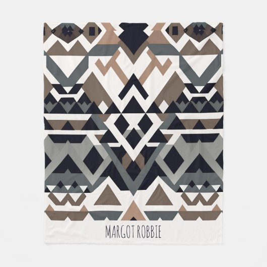 Afrikaanse driehoek geometrisch bruin grijs patroo fleece deken (Voorkant)