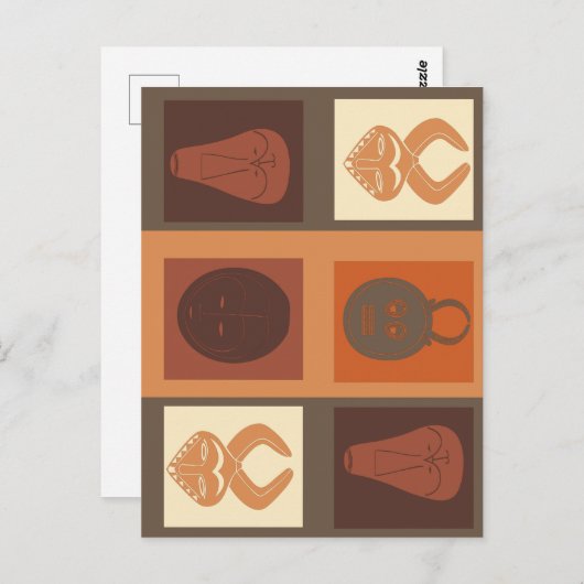 afrikaanse drietasmasker briefkaart (Voorkant / Achterkant)