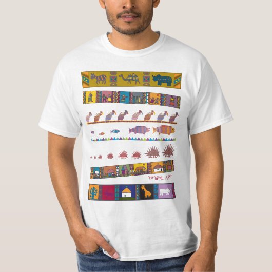 Afrikaanse drievoudige kunstscènes t-shirt (Voorkant)