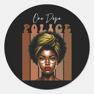 Afrikaanse Drugs Zwarte Politie Voor Melanine Koni Ronde Sticker