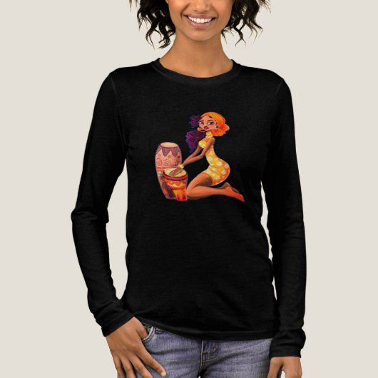 Afrikaanse Drummer Meisje T-shirt (Voorkant)