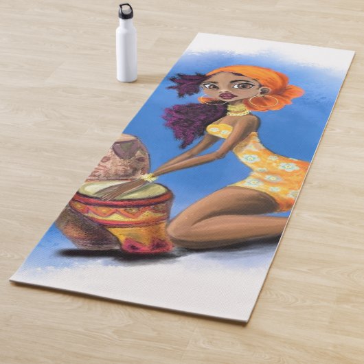 Afrikaanse drummer meisje yoga mat (In situ)