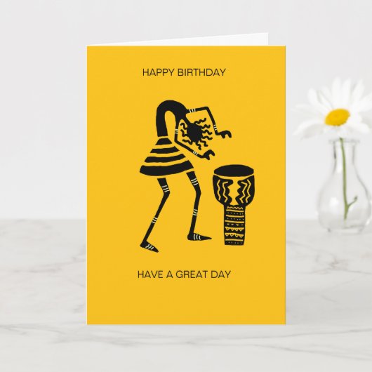 Afrikaanse Drumming Silhouette Drumming Girl Verja Kaart (Kleine Plant)