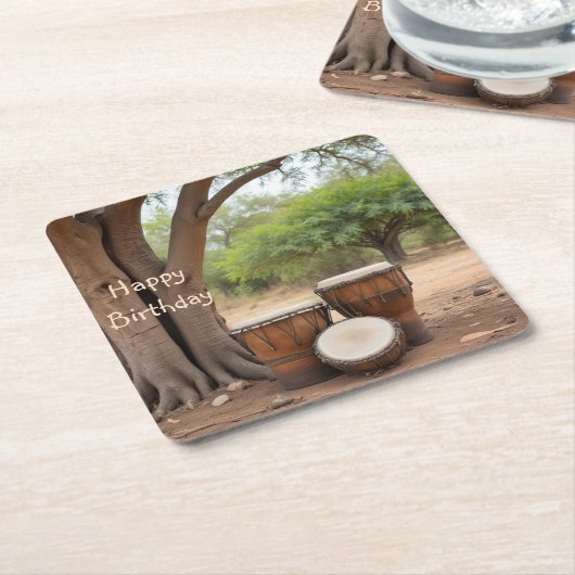 Afrikaanse drums kartonnen onderzetters (Schuin)