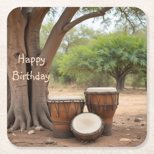 Afrikaanse drums kartonnen onderzetters (Voorkant)