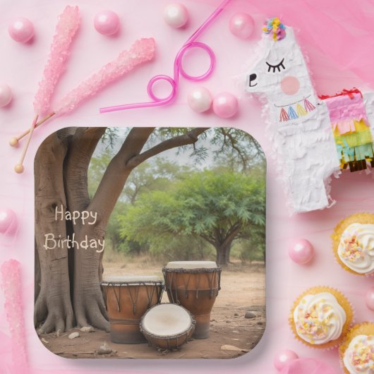 Afrikaanse drums papieren bordje (Feest)