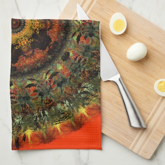 Afrikaanse Dusk Mandala Kitchen Tea-handdoek (oran Theedoek (Quarter Fold)