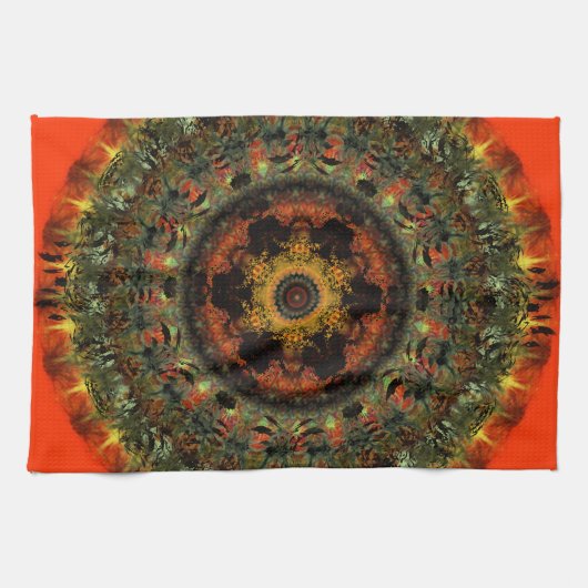 Afrikaanse Dusk Mandala Kitchen Tea-handdoek (oran Theedoek (Horizontaal)