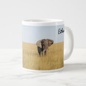 Afrikaanse Elephant Personaliseer naam serieus Grote Koffiekop (Voorkant rechts)
