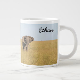 Afrikaanse Elephant Personaliseer naam serieus Grote Koffiekop