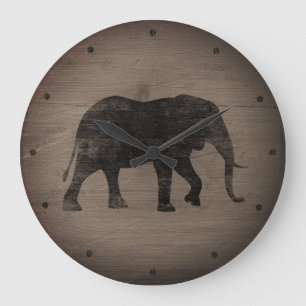 Afrikaanse Elephant Silhouette Rustige stijl Grote Klok
