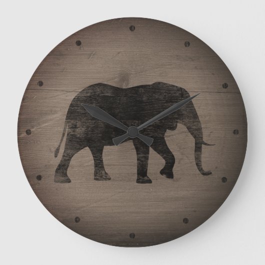 Afrikaanse Elephant Silhouette Rustige stijl Grote Klok (Voorkant)
