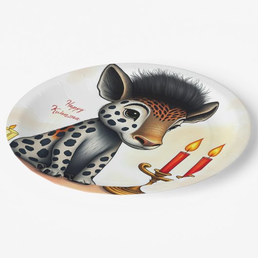 Afrikaanse etnische Kwanzaa wilde dieren in vermom Papieren Bordje (Gekanteld)