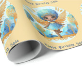 Afrikaanse fee verjaardag Teal Goud Roze Prinses Cadeaupapier (Rol Hoek)