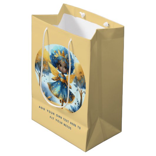 Afrikaanse fee verjaardag teal goud roze prinses medium cadeauzakje (Voorkant Gekanteld)