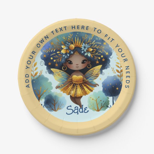 Afrikaanse fee verjaardag Teal Goud Roze Prinses Papieren Bordje (Voorkant)