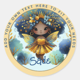 Afrikaanse fee verjaardag teal goud roze prinses ronde sticker
