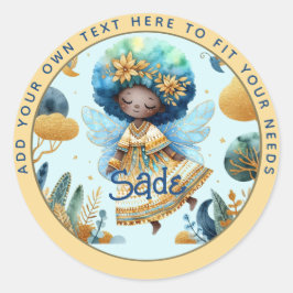 Afrikaanse fee verjaardag Teal Goud Roze Prinses Ronde Sticker