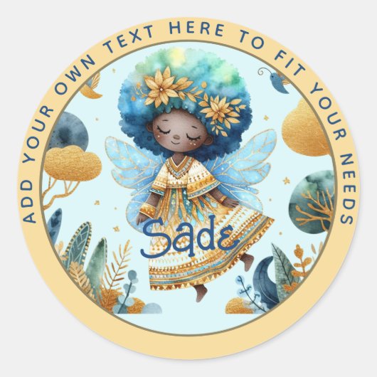 Afrikaanse fee verjaardag Teal Goud Roze Prinses Ronde Sticker (Voorkant)