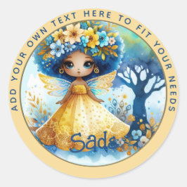 Afrikaanse fee verjaardag Teal Goud Roze Prinses Ronde Sticker