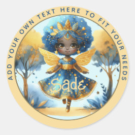 Afrikaanse fee verjaardag Teal Goud Roze Prinses Ronde Sticker
