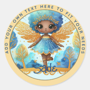 Afrikaanse fee verjaardag teal goud roze prinses ronde sticker