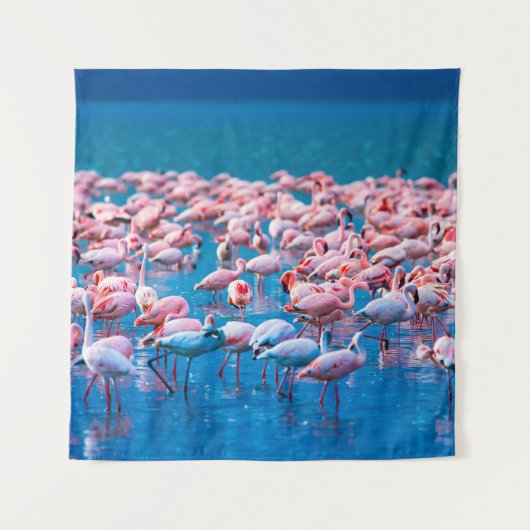 Afrikaanse flamingos. Band van de flamingos Wandkleed (Voorkant)