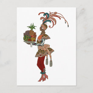 Afrikaanse fruitdame -  illustratie briefkaart