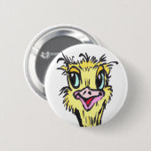 Afrikaanse Funny Ostrich Cartoon Button (Voorkant /achterkant)