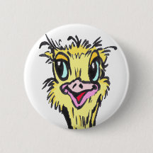 Afrikaanse Funny Ostrich Cartoon Button