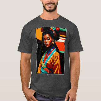 Afrikaanse Geisha in Traditionele Japanse Kimono T-shirt
