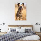 Afrikaanse gekleurde wilde hond canvas afdruk (Insitu (Slaapkamer))