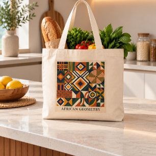 Afrikaanse Geometrie Boodschappentas Grote Tote Bag