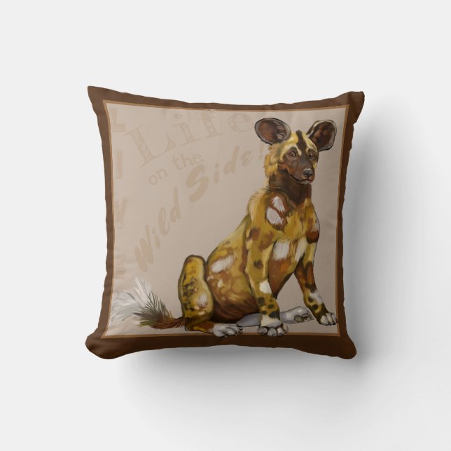 Afrikaanse geschilderde puppy's kussen (Voorkant)