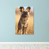 Afrikaanse geschilderde wilde hond canvas afdruk (Insitu (Houten vloer))