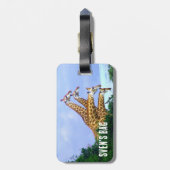 afrikaanse Giraffe 4 hoofden Bagagelabel (Achterkant verticaal)