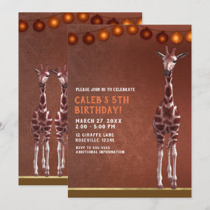 Afrikaanse Giraffe Bruin Oranje Verjaardagsfeestje Kaart