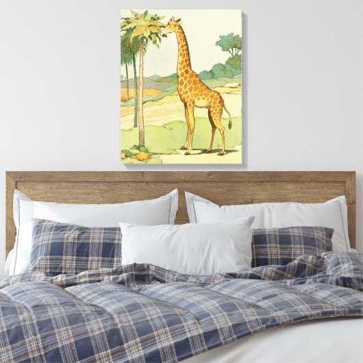 Afrikaanse Giraffe die Acacia eet Canvas Afdruk (Insitu (Slaapkamer))